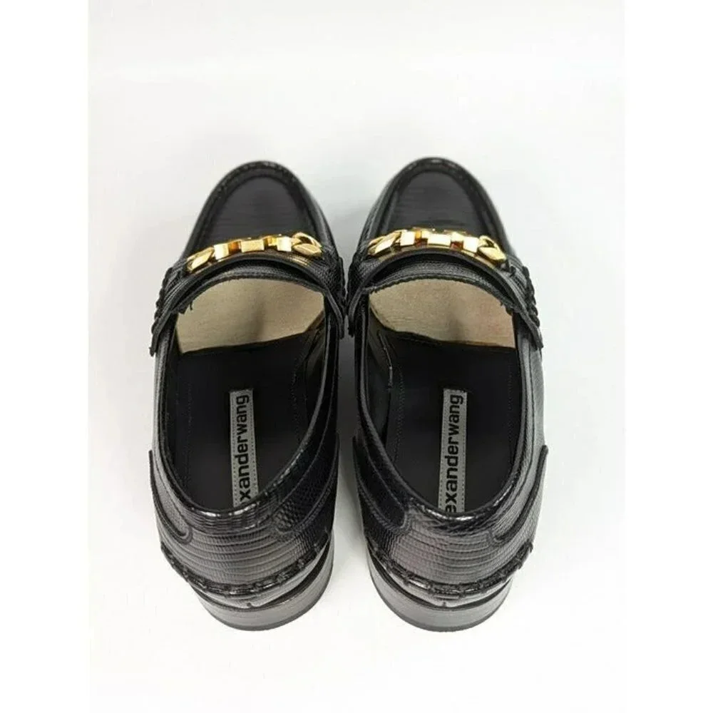 Alexander Wang Women's Carter Black Embossed Loafers Size 38.5 (MSRP $595)